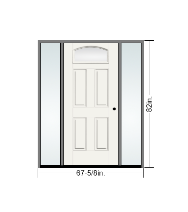 THERMATRU 6'8" Smooth Star Fiberglass Chamber Lite Insulated Glass Exterior Prehung Door With 14" Direct Set Sidelites  S708