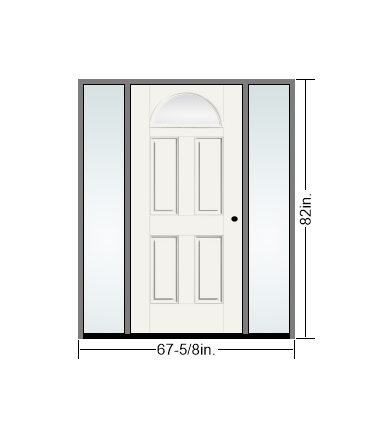 THERMATRU 6'8" Smooth Star Fiberglass Fan Lite Insulated Glass Exterior Prehung Door With 14" Direct Set Sidelites S256