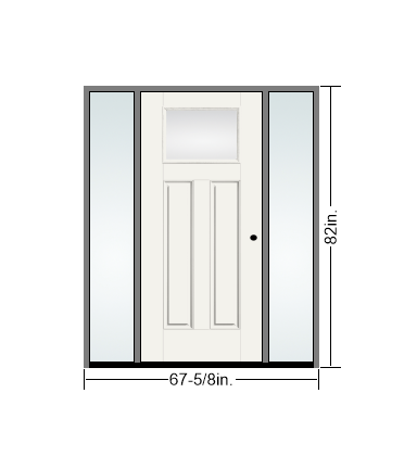 THERMATRU 6'8" Or 8'0" Smooth Star Fiberglass Craftsman Flat Panel Insulated Glass Exterior Prehung Door With 14" Direct Set Sidelite  S601-LE,S8601-LE