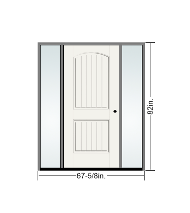 THERMATRU 6'8" Or 8'0" Smooth Star Fiberglass Panel Exterior Prehung Door With 14" Direct Set Sidelites S205, S8201