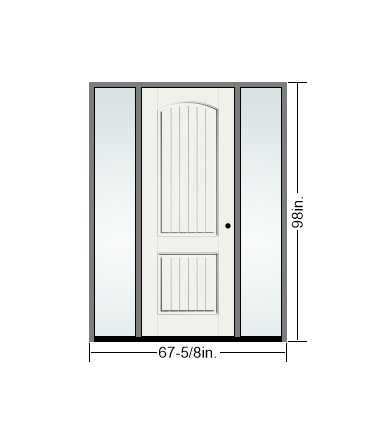 THERMATRU 6'8" Or 8'0" Smooth Star Fiberglass Panel Exterior Prehung Door With 14" Direct Set Sidelites S205, S8201