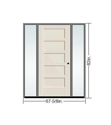 THERMATRU 6'8" Or 8'0" Smooth Star Fiberglass Panel Exterior Prehung Door With 14" Direct Set Sidelites S5721-DDBF2, S85721-DDBF2