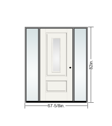 THERMATRU 6'8" Smooth Star Fiberglass Center Lite Insulated Glass Exterior Prehung Door With 14" Direct Set Sidelites S9320-LE