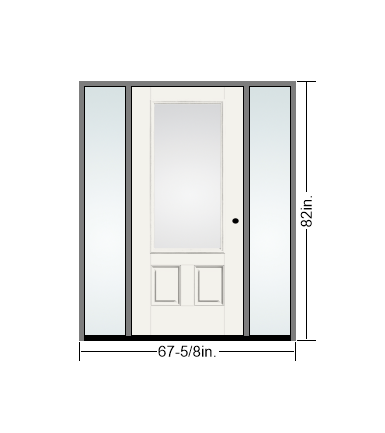 THERMATRU 6'8" Or 8'0" Smooth Star Fiberglass 3/4 Lite Flush Glazed Insulated Glass Exterior Prehung Door With 14" Direct Set Sidelites S389_D