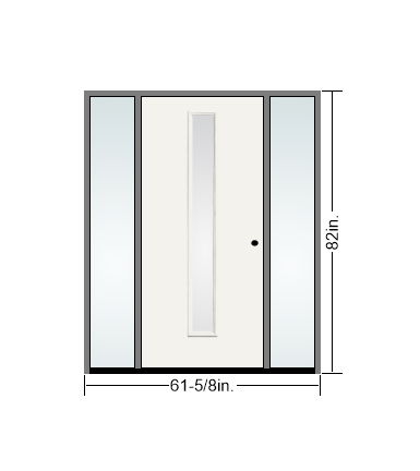 THERMATRU  6'8" Or 8'0" Smooth Star Fiberglass Contemporary Linea Insulated Glass Exterior Prehung Door With Direct Set 14" Sidelites  S1CL-LE,S81CL-LE