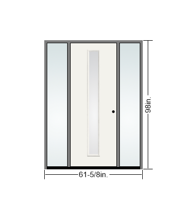 THERMATRU  6'8" Or 8'0" Smooth Star Fiberglass Contemporary Linea Insulated Glass Exterior Prehung Door With Direct Set 14" Sidelites  S1CL-LE,S81CL-LE