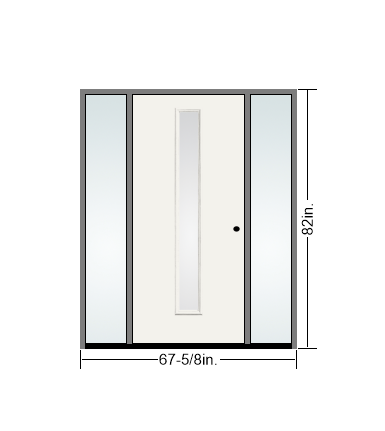 THERMATRU  6'8" Or 8'0" Smooth Star Fiberglass Contemporary Linea Insulated Glass Exterior Prehung Door With Direct Set 14" Sidelites  S1CL-LE,S81CL-LE
