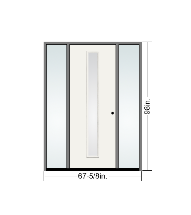 THERMATRU  6'8" Or 8'0" Smooth Star Fiberglass Contemporary Linea Insulated Glass Exterior Prehung Door With Direct Set 14" Sidelites  S1CL-LE,S81CL-LE