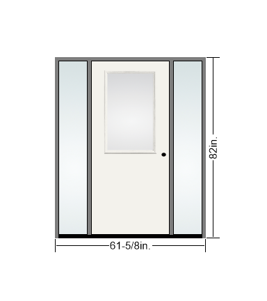 THERMATRU 6'8" Smooth Star Fiberglass Half Lite Insulated Glass Exterior Prehung Door With 14" Direct Set Sidelites S105