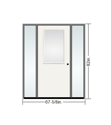 THERMATRU 6'8" Smooth Star Fiberglass Half Lite Insulated Glass Exterior Prehung Door With 14" Direct Set Sidelites S105