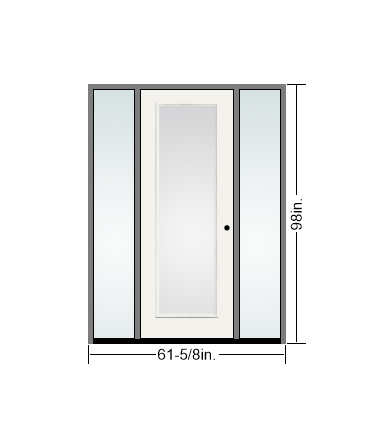 THERMATRU 6'8" Or 8'0" Smooth Star Fiberglass Full Lite Insulated Glass Exterior Prehung Door With 14" Direct Set Sidelite  S118-LE,S8140-LE