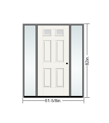 THERMATRU 6'8", Or 8'0" Smooth Star Fiberglass Top Lite Insulated Glass Exterior Prehung Door With 14" Direct Set Sidelites  S296,S896
