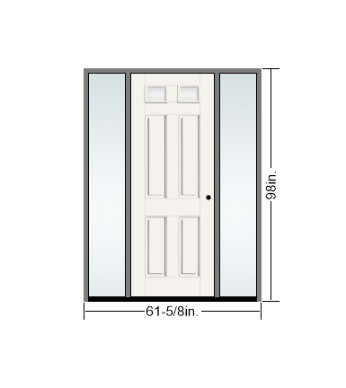 THERMATRU 6'8", Or 8'0" Smooth Star Fiberglass Top Lite Insulated Glass Exterior Prehung Door With 14" Direct Set Sidelites  S296,S896