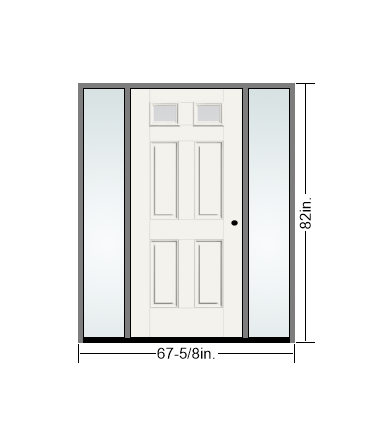 THERMATRU 6'8", Or 8'0" Smooth Star Fiberglass Top Lite Insulated Glass Exterior Prehung Door With 14" Direct Set Sidelites  S296,S896
