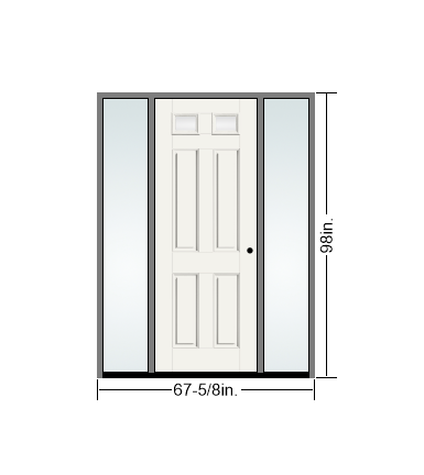 THERMATRU 6'8", Or 8'0" Smooth Star Fiberglass Top Lite Insulated Glass Exterior Prehung Door With 14" Direct Set Sidelites  S296,S896
