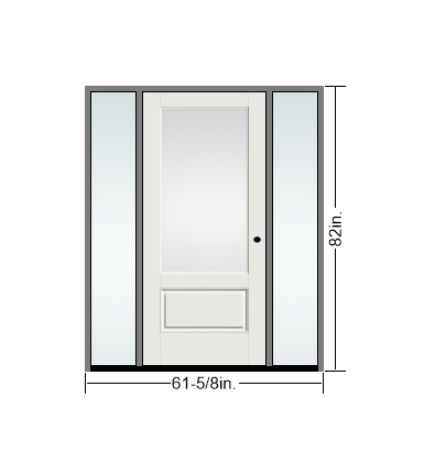 THERMATRU 6'8" Or 8'0" Smooth Star Fiberglass 3/4 Lite Flushed Glaze Insulated Glass Exterior Prehung Door With 14" Direct Set Sidelites S90-LE, S880-LE