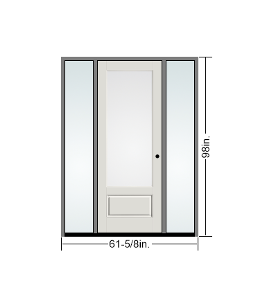 THERMATRU 6'8" Or 8'0" Smooth Star Fiberglass 3/4 Lite Flushed Glaze Insulated Glass Exterior Prehung Door With 14" Direct Set Sidelites S90-LE, S880-LE