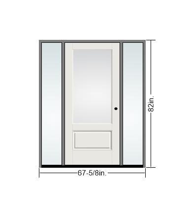 THERMATRU 6'8" Or 8'0" Smooth Star Fiberglass 3/4 Lite Flushed Glaze Insulated Glass Exterior Prehung Door With 14" Direct Set Sidelites S90-LE, S880-LE
