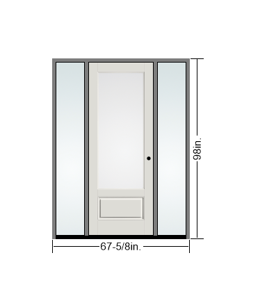 THERMATRU 6'8" Or 8'0" Smooth Star Fiberglass 3/4 Lite Flushed Glaze Insulated Glass Exterior Prehung Door With 14" Direct Set Sidelites S90-LE, S880-LE