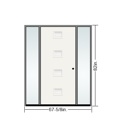 THERMATRU 6'8" Or 8'0" Smooth Star Fiberglass Contemporary Echo Insulated Glass Exterior Prehung Door With 14" Direct Set Sidelites S4CL-LE,S84CL-LE