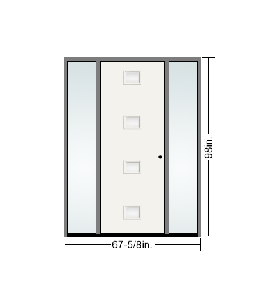 THERMATRU 6'8" Or 8'0" Smooth Star Fiberglass Contemporary Echo Insulated Glass Exterior Prehung Door With 14" Direct Set Sidelites S4CL-LE,S84CL-LE