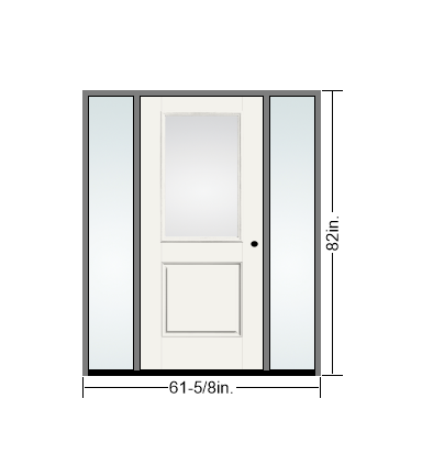 THERMATRU 6'8" Smooth Star Fiberglass Half Lite Insulated Glass Exterior Prehung Door With 14" Direct Set Sidelites  S6021