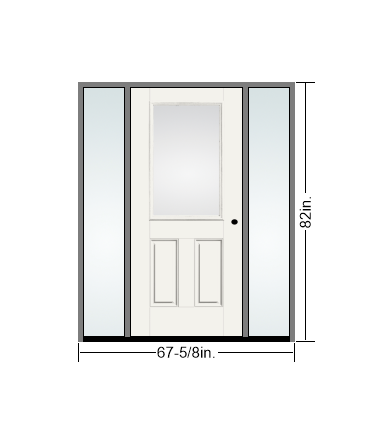 THERMATRU 6'8" Smooth Star Fiberglass Half Lite Insulated Glass Exterior Prehung Door With 14" Direct Set Sidelites S206