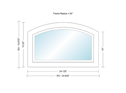 ANDERSEN 400 Series Specialty Equal Leg Arch Casement Window 24 1/8" Wide Fixed Vinyl Exterior Wood Interior Low-E4 Dual Pane Argon Full Glass Grilles/Tempered Optional AFC106, AFC11, AFC12, AFC13, AFC135, AFC14, AFC145, AFC15, AFC155, AFC16 Or AFC18