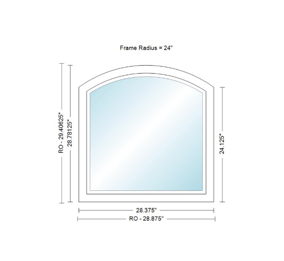 Andersen 400 Series Specialty Equal Leg Arch Window 28 3/8" Wide Fixed Vinyl Exterior Wood Interior Low-E4 Dual Pane Argon Full Glass Grilles/Tempered Optional AFCW106, AFCW11, AFCW12, AFCW13, AFCW135,AFCW14, AFCW145, AFCW15, AFCW155, AFCW16 Or AFCW18