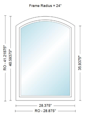 Andersen 400 Series Specialty Equal Leg Arch Window 28 3/8" Wide Fixed Vinyl Exterior Wood Interior Low-E4 Dual Pane Argon Full Glass Grilles/Tempered Optional AFCW106, AFCW11, AFCW12, AFCW13, AFCW135,AFCW14, AFCW145, AFCW15, AFCW155, AFCW16 Or AFCW18