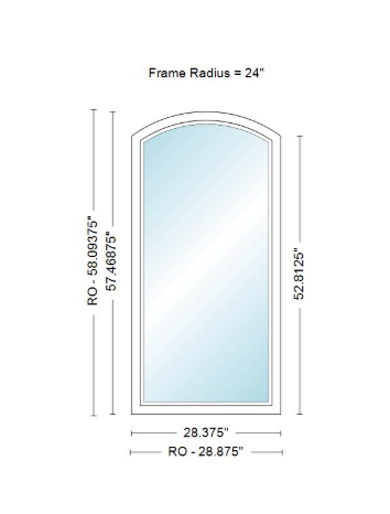 Andersen 400 Series Specialty Equal Leg Arch Window 28 3/8" Wide Fixed Vinyl Exterior Wood Interior Low-E4 Dual Pane Argon Full Glass Grilles/Tempered Optional AFCW106, AFCW11, AFCW12, AFCW13, AFCW135,AFCW14, AFCW145, AFCW15, AFCW155, AFCW16 Or AFCW18