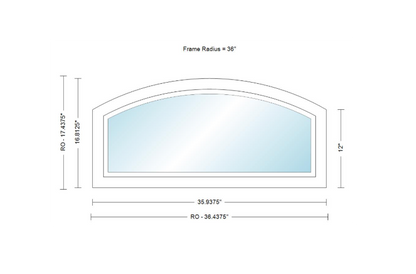 400 Series Specialty Equal Leg Arch Window 35 15/16" Wide Fixed Vinyl Exterior Wood Interior Low-E4 Dual Pane Argon Full Glass Grilles/Tempered Optional AFCP3006,AFCP301,AFCP302,AFCP303,AFCP3035,AFCP304,AFCP3045,AFCP305,AFCP3055,AFCP306 Or AFCP308