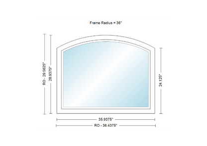 400 Series Specialty Equal Leg Arch Window 35 15/16" Wide Fixed Vinyl Exterior Wood Interior Low-E4 Dual Pane Argon Full Glass Grilles/Tempered Optional AFCP3006,AFCP301,AFCP302,AFCP303,AFCP3035,AFCP304,AFCP3045,AFCP305,AFCP3055,AFCP306 Or AFCP308