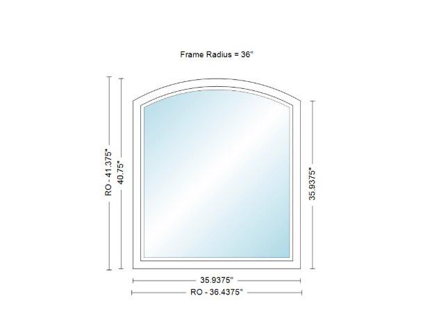 400 Series Specialty Equal Leg Arch Window 35 15/16" Wide Fixed Vinyl Exterior Wood Interior Low-E4 Dual Pane Argon Full Glass Grilles/Tempered Optional AFCP3006,AFCP301,AFCP302,AFCP303,AFCP3035,AFCP304,AFCP3045,AFCP305,AFCP3055,AFCP306 Or AFCP308