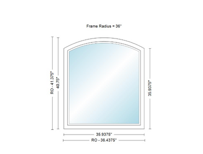 400 Series Specialty Equal Leg Arch Window 35 15/16" Wide Fixed Vinyl Exterior Wood Interior Low-E4 Dual Pane Argon Full Glass Grilles/Tempered Optional AFCP3006,AFCP301,AFCP302,AFCP303,AFCP3035,AFCP304,AFCP3045,AFCP305,AFCP3055,AFCP306 Or AFCP308