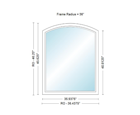 400 Series Specialty Equal Leg Arch Window 35 15/16" Wide Fixed Vinyl Exterior Wood Interior Low-E4 Dual Pane Argon Full Glass Grilles/Tempered Optional AFCP3006,AFCP301,AFCP302,AFCP303,AFCP3035,AFCP304,AFCP3045,AFCP305,AFCP3055,AFCP306 Or AFCP308