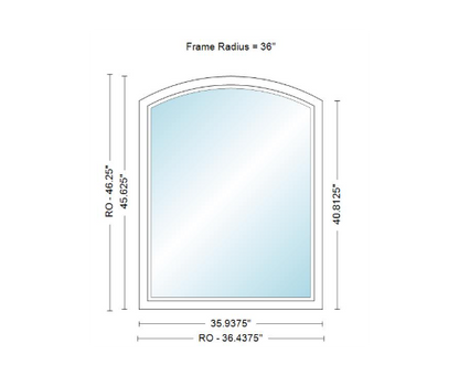 400 Series Specialty Equal Leg Arch Window 35 15/16" Wide Fixed Vinyl Exterior Wood Interior Low-E4 Dual Pane Argon Full Glass Grilles/Tempered Optional AFCP3006,AFCP301,AFCP302,AFCP303,AFCP3035,AFCP304,AFCP3045,AFCP305,AFCP3055,AFCP306 Or AFCP308
