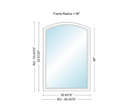 400 Series Specialty Equal Leg Arch Window 35 15/16" Wide Fixed Vinyl Exterior Wood Interior Low-E4 Dual Pane Argon Full Glass Grilles/Tempered Optional AFCP3006,AFCP301,AFCP302,AFCP303,AFCP3035,AFCP304,AFCP3045,AFCP305,AFCP3055,AFCP306 Or AFCP308
