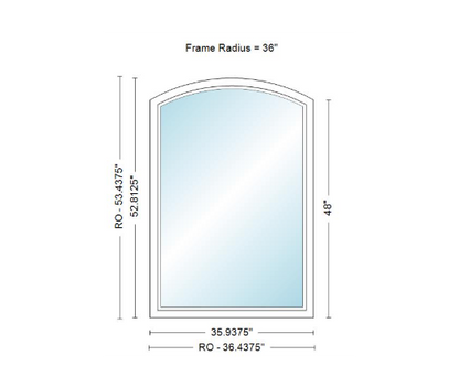 400 Series Specialty Equal Leg Arch Window 35 15/16" Wide Fixed Vinyl Exterior Wood Interior Low-E4 Dual Pane Argon Full Glass Grilles/Tempered Optional AFCP3006,AFCP301,AFCP302,AFCP303,AFCP3035,AFCP304,AFCP3045,AFCP305,AFCP3055,AFCP306 Or AFCP308