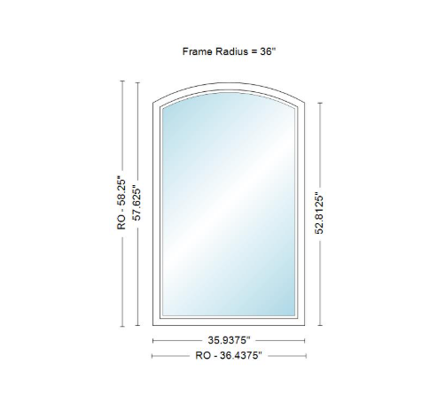 400 Series Specialty Equal Leg Arch Window 35 15/16" Wide Fixed Vinyl Exterior Wood Interior Low-E4 Dual Pane Argon Full Glass Grilles/Tempered Optional AFCP3006,AFCP301,AFCP302,AFCP303,AFCP3035,AFCP304,AFCP3045,AFCP305,AFCP3055,AFCP306 Or AFCP308