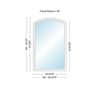 400 Series Specialty Equal Leg Arch Window 35 15/16" Wide Fixed Vinyl Exterior Wood Interior Low-E4 Dual Pane Argon Full Glass Grilles/Tempered Optional AFCP3006,AFCP301,AFCP302,AFCP303,AFCP3035,AFCP304,AFCP3045,AFCP305,AFCP3055,AFCP306 Or AFCP308