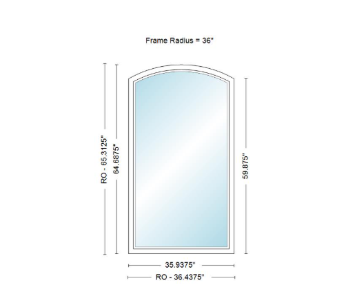 400 Series Specialty Equal Leg Arch Window 35 15/16" Wide Fixed Vinyl Exterior Wood Interior Low-E4 Dual Pane Argon Full Glass Grilles/Tempered Optional AFCP3006,AFCP301,AFCP302,AFCP303,AFCP3035,AFCP304,AFCP3045,AFCP305,AFCP3055,AFCP306 Or AFCP308