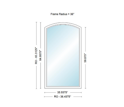 400 Series Specialty Equal Leg Arch Window 35 15/16" Wide Fixed Vinyl Exterior Wood Interior Low-E4 Dual Pane Argon Full Glass Grilles/Tempered Optional AFCP3006,AFCP301,AFCP302,AFCP303,AFCP3035,AFCP304,AFCP3045,AFCP305,AFCP3055,AFCP306 Or AFCP308
