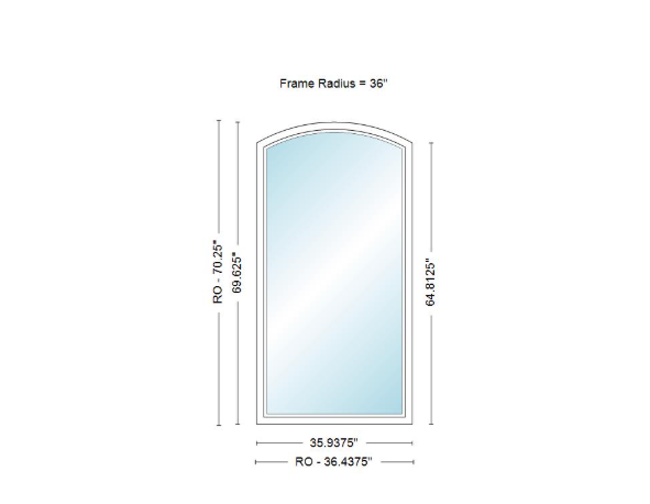 400 Series Specialty Equal Leg Arch Window 35 15/16" Wide Fixed Vinyl Exterior Wood Interior Low-E4 Dual Pane Argon Full Glass Grilles/Tempered Optional AFCP3006,AFCP301,AFCP302,AFCP303,AFCP3035,AFCP304,AFCP3045,AFCP305,AFCP3055,AFCP306 Or AFCP308