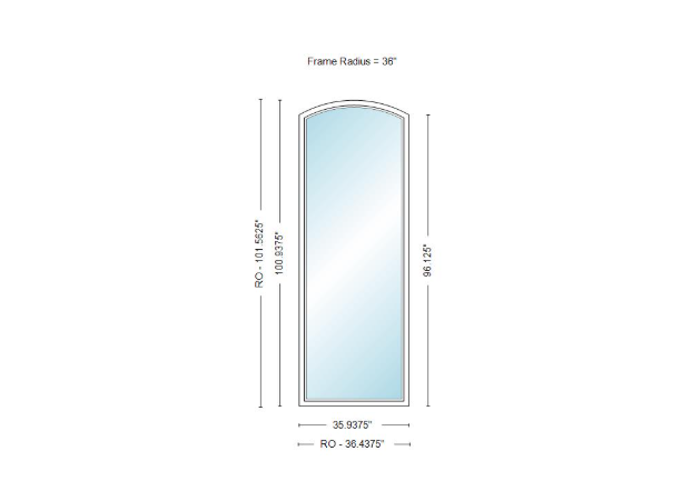 400 Series Specialty Equal Leg Arch Window 35 15/16" Wide Fixed Vinyl Exterior Wood Interior Low-E4 Dual Pane Argon Full Glass Grilles/Tempered Optional AFCP3006,AFCP301,AFCP302,AFCP303,AFCP3035,AFCP304,AFCP3045,AFCP305,AFCP3055,AFCP306 Or AFCP308