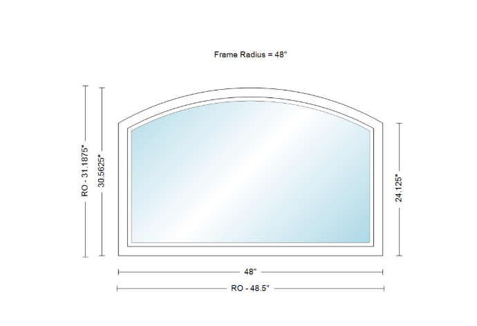 Andersen 400 Series Specialty Equal Leg Arch Window 48" Wide Fixed Vinyl Exterior Wood Interior Low-E4 Dual Pane Argon Full Glass Grilles/Tempered Optional AFC206, AFC21, AFC22, AFC23, AFC235, AFC24, AFC245, AFC25, AFC255, AFC26 Or AFC28