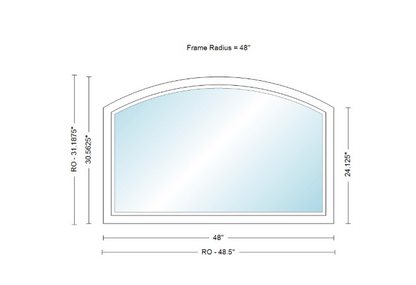 Andersen 400 Series Specialty Equal Leg Arch Window 48" Wide Fixed Vinyl Exterior Wood Interior Low-E4 Dual Pane Argon Full Glass Grilles/Tempered Optional AFC206, AFC21, AFC22, AFC23, AFC235, AFC24, AFC245, AFC25, AFC255, AFC26 Or AFC28