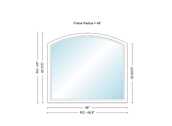 Andersen 400 Series Specialty Equal Leg Arch Window 48" Wide Fixed Vinyl Exterior Wood Interior Low-E4 Dual Pane Argon Full Glass Grilles/Tempered Optional AFC206, AFC21, AFC22, AFC23, AFC235, AFC24, AFC245, AFC25, AFC255, AFC26 Or AFC28