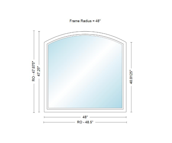 Andersen 400 Series Specialty Equal Leg Arch Window 48" Wide Fixed Vinyl Exterior Wood Interior Low-E4 Dual Pane Argon Full Glass Grilles/Tempered Optional AFC206, AFC21, AFC22, AFC23, AFC235, AFC24, AFC245, AFC25, AFC255, AFC26 Or AFC28