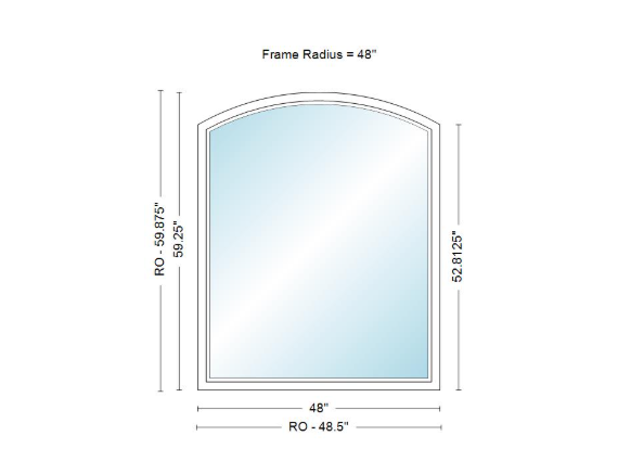 Andersen 400 Series Specialty Equal Leg Arch Window 48" Wide Fixed Vinyl Exterior Wood Interior Low-E4 Dual Pane Argon Full Glass Grilles/Tempered Optional AFC206, AFC21, AFC22, AFC23, AFC235, AFC24, AFC245, AFC25, AFC255, AFC26 Or AFC28